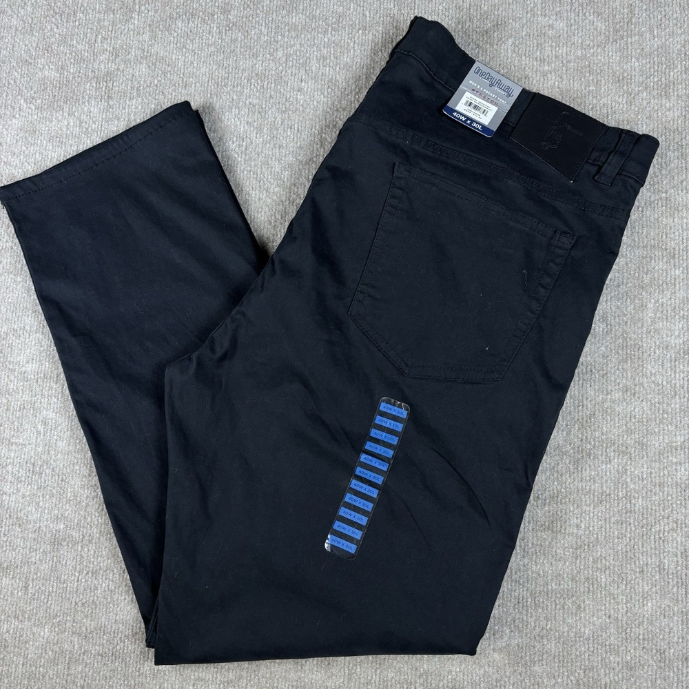 OneDayAway Men's 5 Pocket Stretch Pants Black 40x30 Regular Fit NWT